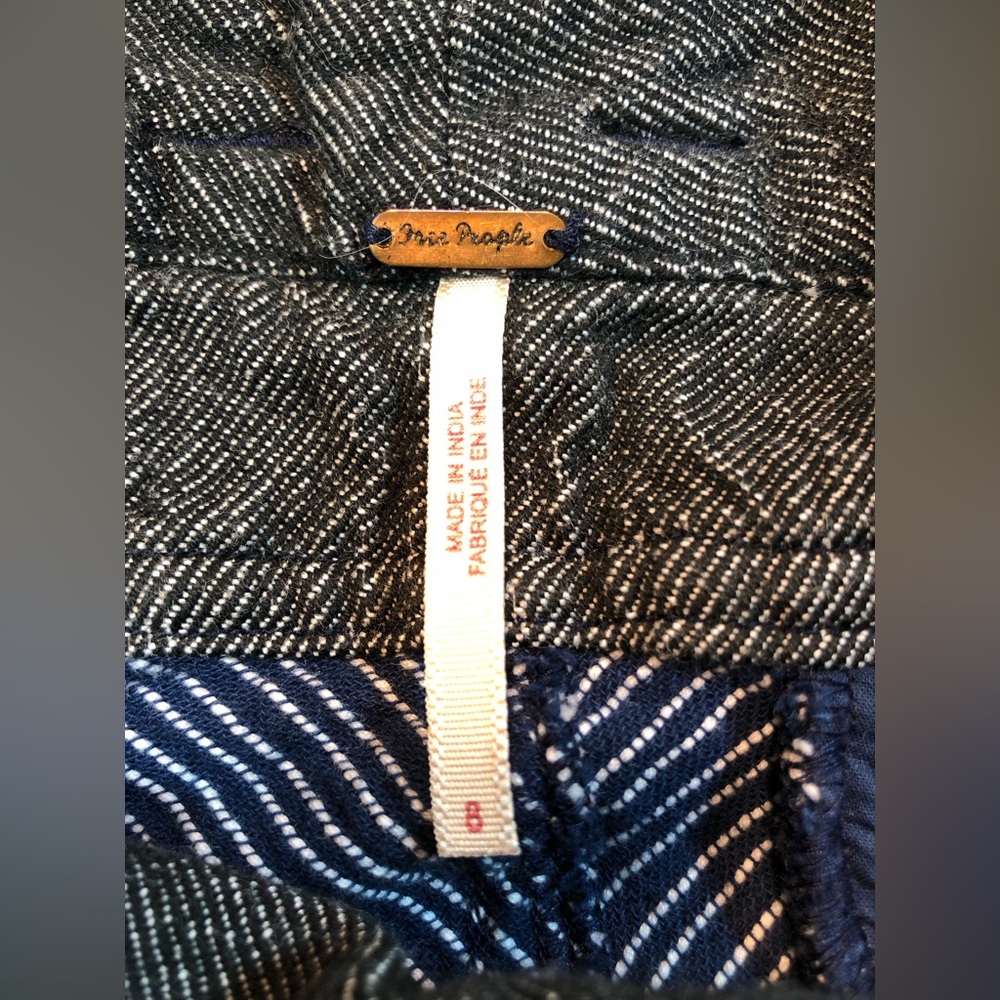 Free People Navy Blue Cotton High Waisted Pants - Picture 3 of 8